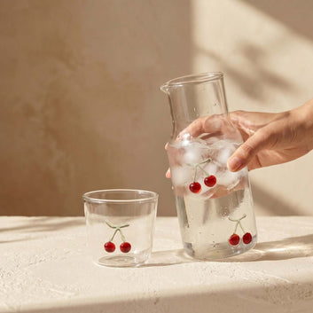 Cherry Glass Cup & Pitcher Set