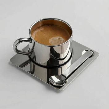 Venice Mirror Cup with a Saucer & Spoon